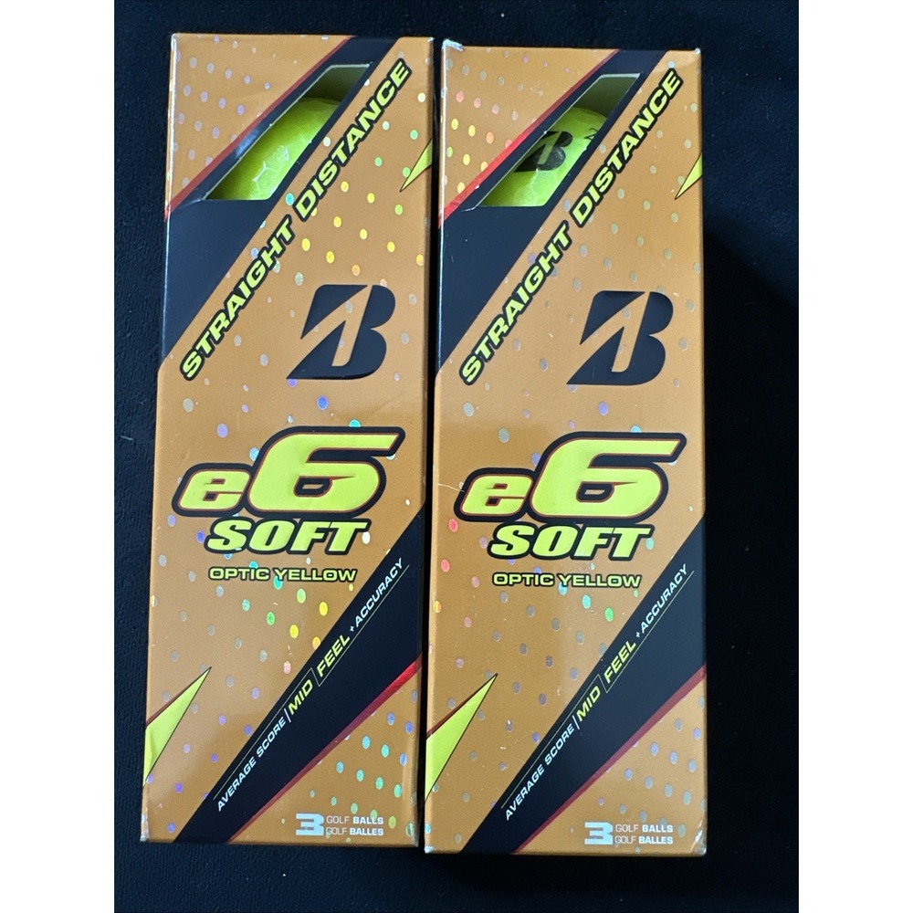 New Lot Of 2 BRIDGESTONE e6 Soft Golf Balls Optic Yellow Precision Distance